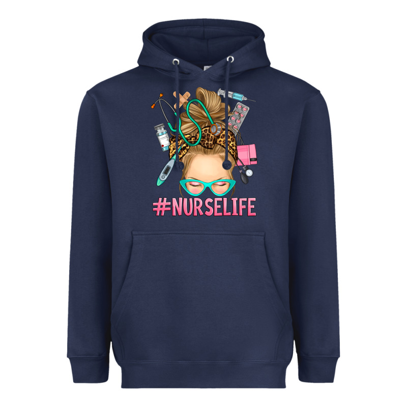 Blonde Messy Bun Nurse Life Heavyweight Hoodie by RanaPortraitStore | Teevron