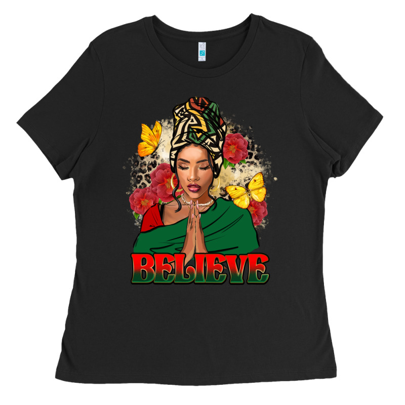 Believe Black Woman Ladies Tee by FaDigitalArtStudio | Teevron