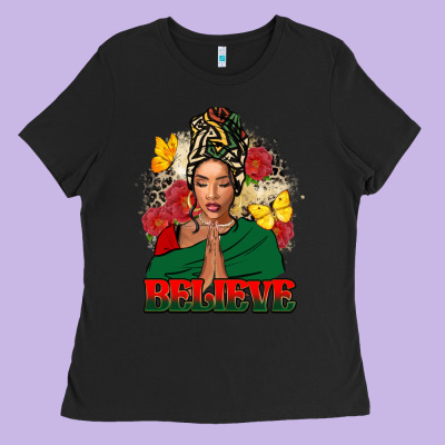 Believe Black Woman Ladies Tee Designed By Fadigitalartstudio