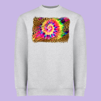 Leopard, Tie Die Backgraund Heavyweight Sweatshirt Designed By Jahusdesignshop
