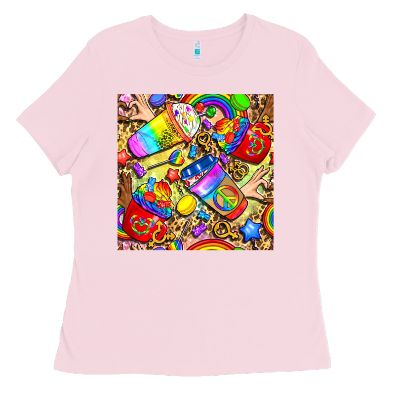 Lgbtq Pride Coffee Cups With Leopard Seamless Pattern Bbs Ladies Tee by BundleAndBundleShop | Teevron