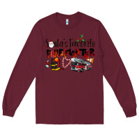 Burgundy Santa's Favorite Firefighter Long Sleeve Tee - LillyAllenDesigns