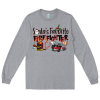 Heather Grey Santa's Favorite Firefighter Long Sleeve Tee - LillyAllenDesigns