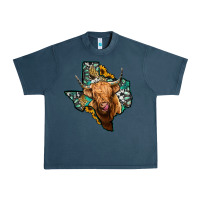Midnight Navy texas map highland cow Urban Heavy Tee - Jasminsmagicworld