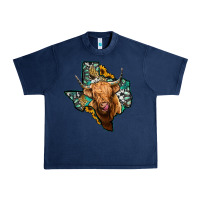 Navy texas map highland cow Urban Heavy Tee - Jasminsmagicworld