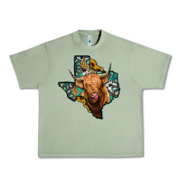 Oil Green texas map highland cow Urban Heavy Tee - Jasminsmagicworld