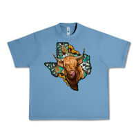 Pebble Blue texas map highland cow Urban Heavy Tee - Jasminsmagicworld