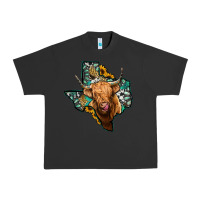 Pigment Black texas map highland cow Urban Heavy Tee - Jasminsmagicworld