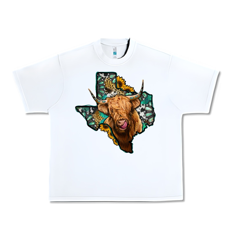 Texas Map Highland Cow Urban Heavy Tee by Jasminsmagicworld | Teevron