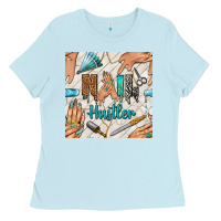 Baby Blue hail hustler and nail art hands with glitter polish seamless pattern b Ladies Tee - BundleAndBundleShop
