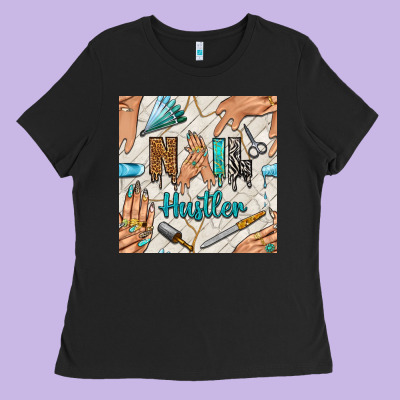 Hail Hustler And Nail Art Hands With Glitter Polish Seamless Pattern B Ladies Tee Designed By Bundleandbundleshop