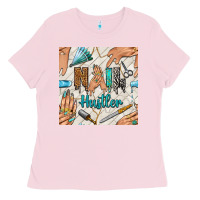 Bubblegum Pink hail hustler and nail art hands with glitter polish seamless pattern b Ladies Tee - BundleAndBundleShop