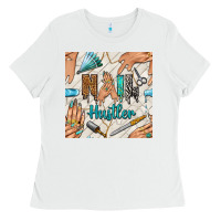 White hail hustler and nail art hands with glitter polish seamless pattern b Ladies Tee - BundleAndBundleShop