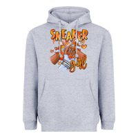 Heather Grey orange galaxy sneaker girl afro woman Heavyweight Hoodie - RanaPortraitStore