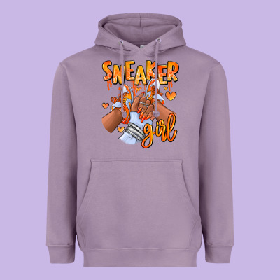 Orange Galaxy Sneaker Girl Afro Woman Heavyweight Hoodie Designed By Ranaportraitstore