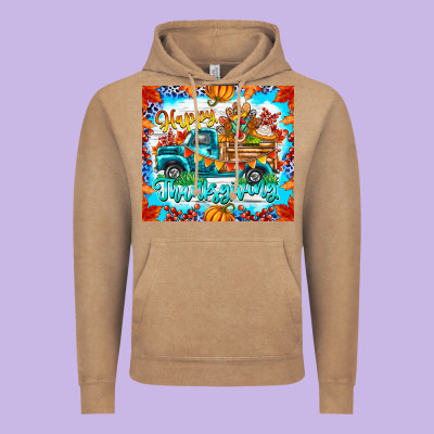 Happy Thanksgiving Vintage Hoodie Designed By Cowhidedigitalart