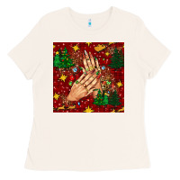 Bone christmas nails and trees with leopard and plaid seamless pattern bbs Ladies Tee - BundleAndBundleShop