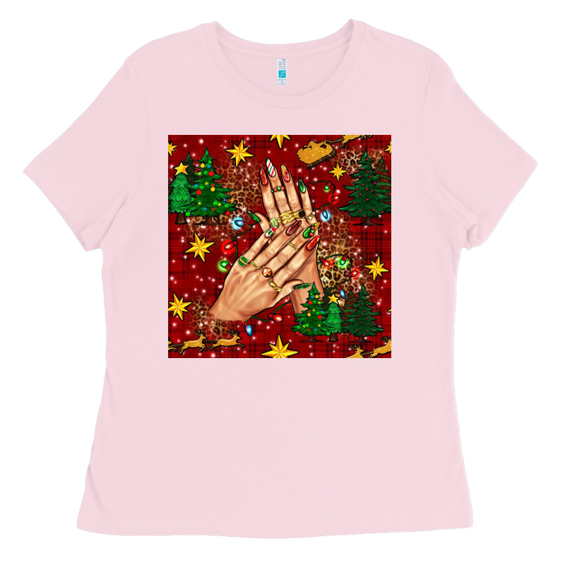 Christmas Nails And Trees With Leopard And Plaid Seamless Pattern Bbs Ladies Tee by BundleAndBundleShop | Teevron