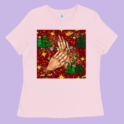 Christmas Nails And Trees With Leopard And Plaid Seamless Pattern Bbs Ladies Tee Designed By Bundleandbundleshop