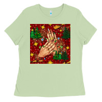 Matcha christmas nails and trees with leopard and plaid seamless pattern bbs Ladies Tee - BundleAndBundleShop