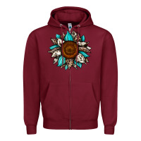Burgundy sunflower cowhide Zipper Hoodie - JahusDesignShop