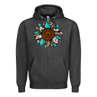 Charcoal Heather sunflower cowhide Zipper Hoodie - JahusDesignShop