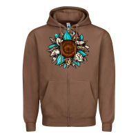 Chestnut sunflower cowhide Zipper Hoodie - JahusDesignShop