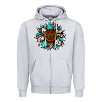 Heather Grey sunflower cowhide Zipper Hoodie - JahusDesignShop
