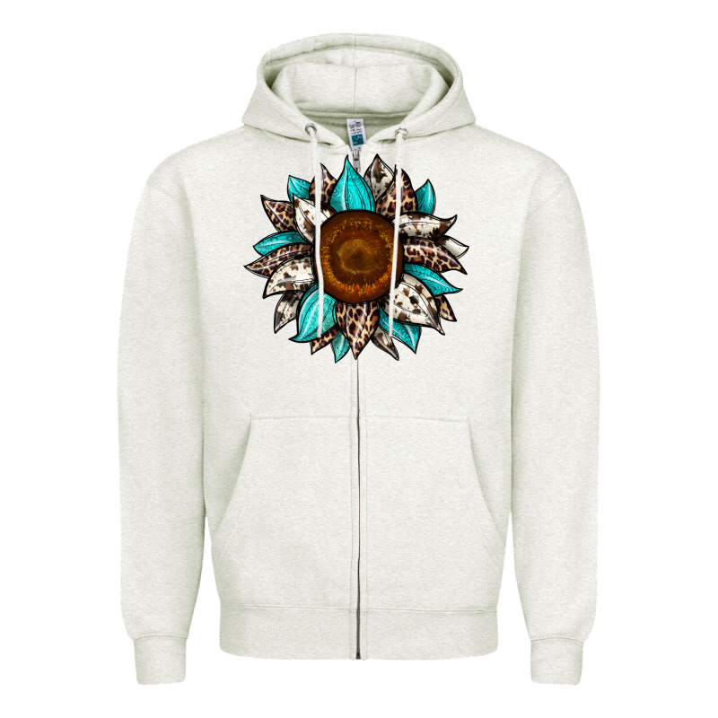 Sunflower Cowhide Zipper Hoodie by JahusDesignShop | Teevron