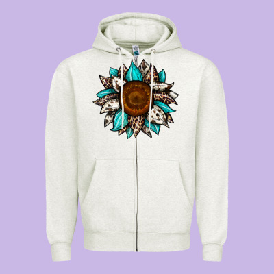 Sunflower Cowhide Zipper Hoodie Designed By Jahusdesignshop