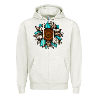 Oatmeal Heather sunflower cowhide Zipper Hoodie - JahusDesignShop