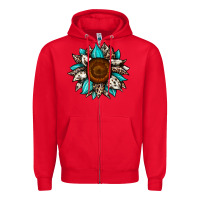 Red sunflower cowhide Zipper Hoodie - JahusDesignShop