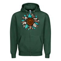 Sports Green sunflower cowhide Zipper Hoodie - JahusDesignShop