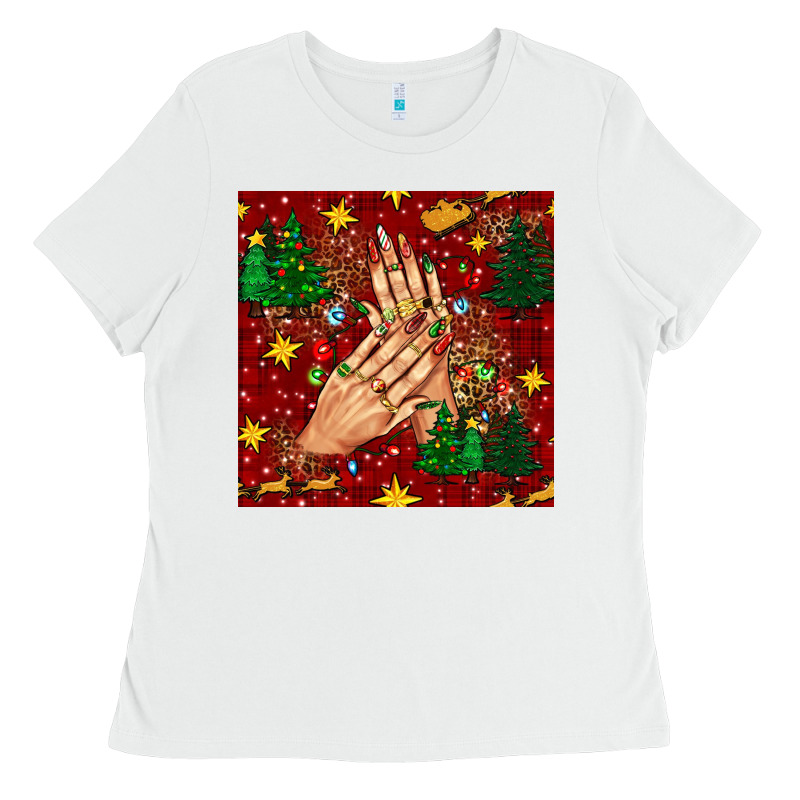 Christmas Nails And Trees With Leopard And Plaid Seamless Pattern Bbs Ladies Tee by BundleAndBundleShop | Teevron
