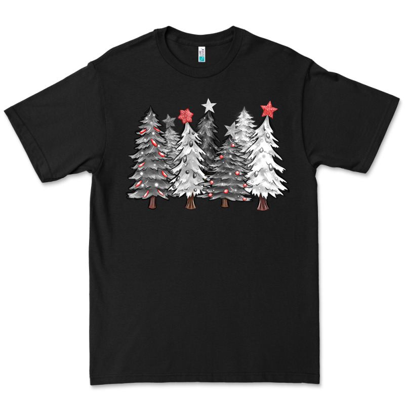 Black And White Christmas Trees With Lights Premium Tee by FaDigitalArtStudio | Teevron