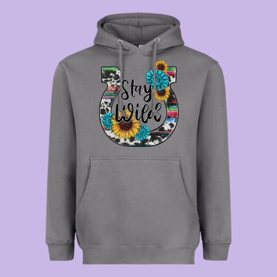 Western Stay Wild Horsesho Heavyweight Hoodie Designed By Ranaportraitstore