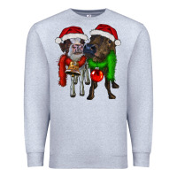 Heather Grey two christmas heifers Premium Sweatshirt - RanaPortraitStore
