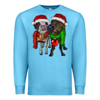 Ocean Blue two christmas heifers Premium Sweatshirt - RanaPortraitStore