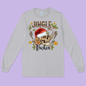 Jingle Bell Rock Black Long Sleeve Tee Designed By Cowhidedigitalart