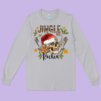 Jingle Bell Rock Black Long Sleeve Tee Designed By Cowhidedigitalart