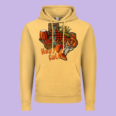 Happy Fall Texas Vintage Hoodie Designed By Cowhidedigitalart