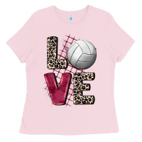Bubblegum Pink love volleyball Ladies Tee - FaDigitalArtStudio