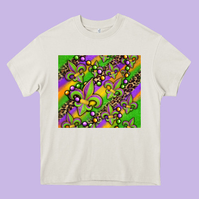 Mardi Gras Carnival Fleur De Lis Heavy Core Tee Designed By Jasminsmagicworld