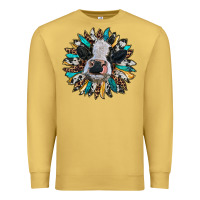Antique Gold baby cow with sunflower Premium Sweatshirt - RanaPortraitStore