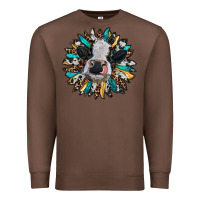 Chestnut baby cow with sunflower Premium Sweatshirt - RanaPortraitStore