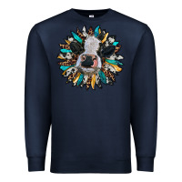 Navy baby cow with sunflower Premium Sweatshirt - RanaPortraitStore