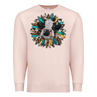 Pale Pink baby cow with sunflower Premium Sweatshirt - RanaPortraitStore