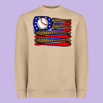 Leopard Baseball Flag3 Heavyweight Sweatshirt Designed By Jahusdesignshop