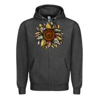 Charcoal Heather sunflower camouflage and leopard 2 Zipper Hoodie - JahusDesignShop