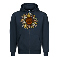Navy sunflower camouflage and leopard 2 Zipper Hoodie - JahusDesignShop